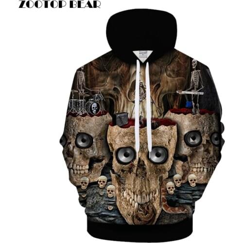 Funny Skull 3D Hoodies Men Women Hoody Streetwear Sweatshirt Printed Tracksuits Pullover Hoodie Male Cloth Drop Ship ZOOTOP BEAR
