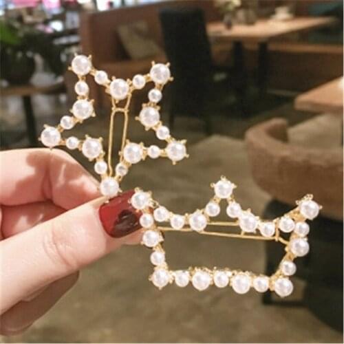Fashion Elegant Pearl Hair Clip Metal Hairclip Barrette Crown Star Hair Pins for Girl Women Fashion Hair Accessories Wholesale