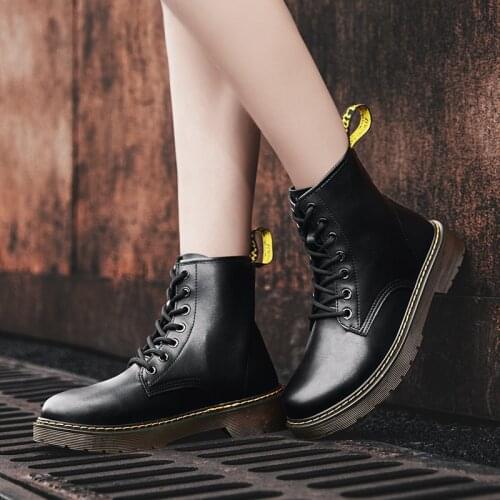 Women Martins Leather shoes High Top Fashion Winter Warm Snow Shoes Dr. Motorcycle Boots Black Couple Unisex Boots Men Boots