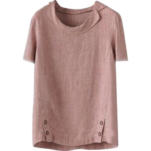 Womens Tops And Blouses Womens Casual Loose Cotton Linen Retro Buttons Solid Lapel Irregular Blouse Blusas Mujer De Moda 2021