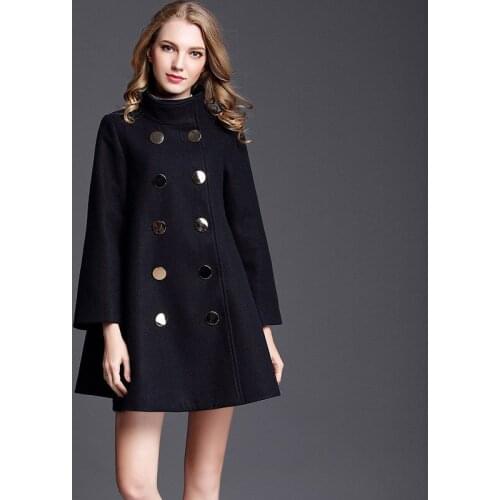 Women Wool Coat 2019 Autumn Winter Fashion Double Breasted Long Cloak Overcoat Office Lady Long Sleeve Trench Coat Streetwear