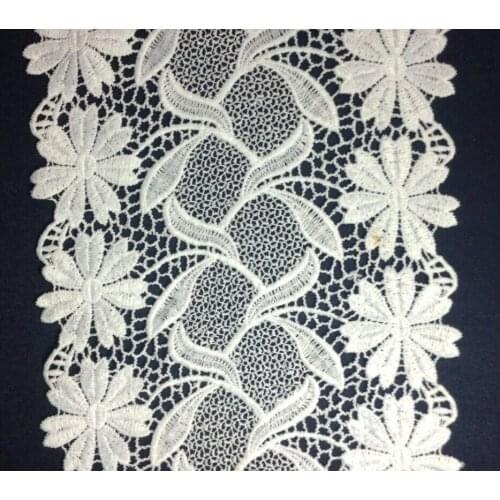 17cm milk fibre embroidery lace trim,high quality Eco-friendly soft touch flower lace trimming,XERY-NY050510
