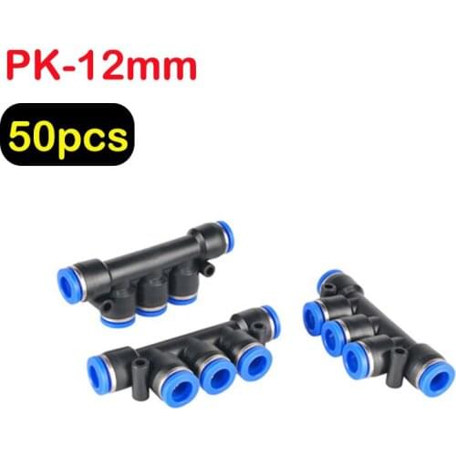 50pcs Air Pneumatic Fitting 5 Way One Touch 12mm OD Hose Tube Push In 5 Port Gas Quick Fittings Connector Coupler
