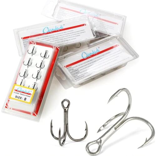 8pc Fishing Hooks Steel Carbon Material Treble Fishing Hook Round Folded Saltwater Bass 1# 2# 4# 6# 8# 10# Tackle Tool gamakatsu