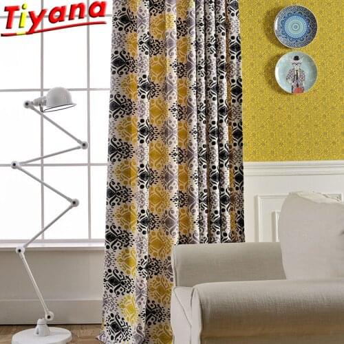 Alternative Printed Blackout Curtain Fabric Living Room Yellow Fabric with European Pattern Curtains for Bedroom WP408#40