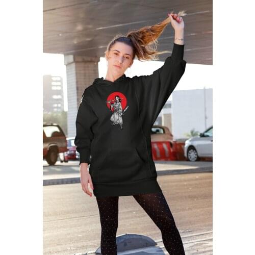 Angemiel Wear Samurai Women Black Dress Sweatshirt Tunik