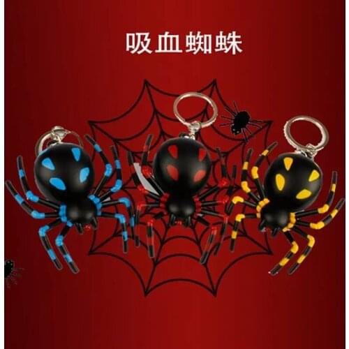 FREE SHIPPING BY DHL 100pcs/lot 2018 New LED Flashlight Spider Keychains Colorful Spider Keyrings With Light and Sound