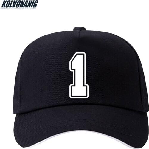 KOLVONANIG 2019 Summer New Fun Number 1 Printed Baseball Cap Cotton Men Adjustable Snapback Hat For Women Hip Hop Sun Caps