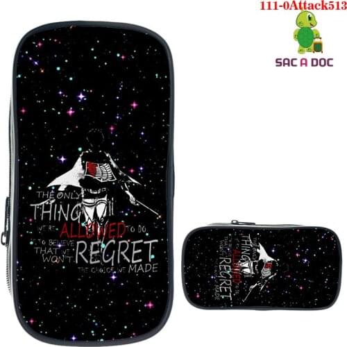 3D Print Attack on Titan Pencil Case Storage Cosmetic Bag Cartoon Anime Kids School Supplies Stationery Zipper Make Up New Box