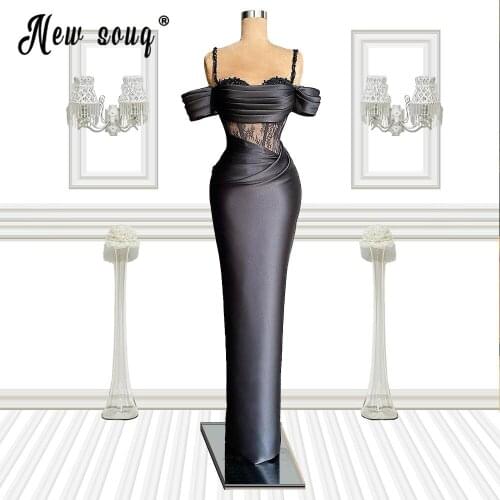 Black Lace Mermaid Evening Dresses 2021 Sweetheart Corset Prom Gowns with Spaghetti Strap Vestidos De Fiesta Celebrity Dresses