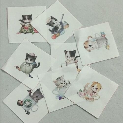 Digital Printing 8pcs 12x12cm Cotton Canvas viaPhil Brand Small Cup Cat Cotton Fabric Patchwork DIY Sewing Decor