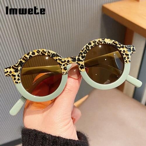 Imwete Children Decorative Sunglasses Boy Girls 2021 New Eyewear Shades Vintage Round Kids Fashion Leopard Baby Sun Glasses