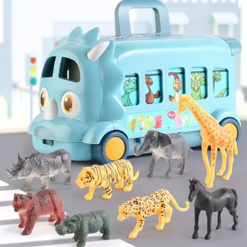 Kid Large Transforming Dinosaur Car Bus Toy Traffic Scene Animal Dinosaurs Models Multi-function Bus Set Toys For Boys Holidays