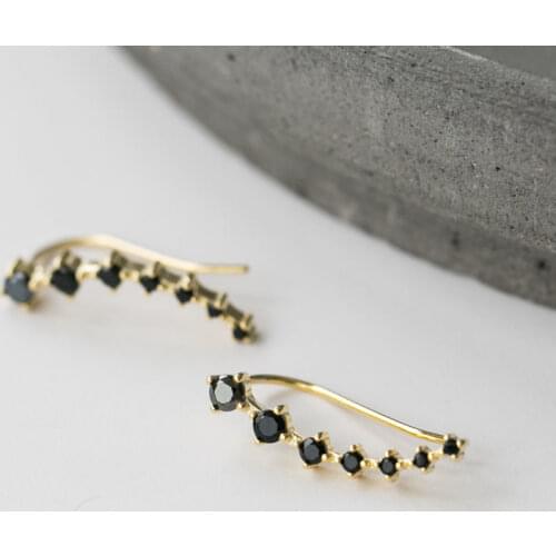 Designer original silver inlaid black crystal earrings Chinese style retro elegant light luxury charm female jeweler