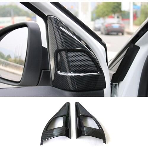 For Citroen C5 Aircross 2017 2018 2019 ABS Carbon fiber Car interior A-pillar Speaker horn ring Cover Trim Accessories styling