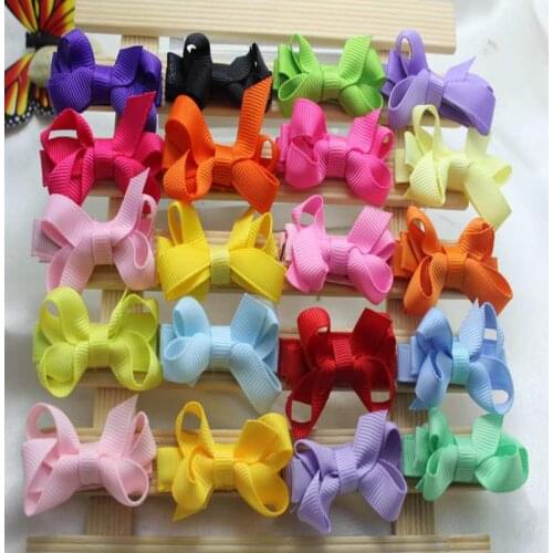 Foddsia 40pcs/lot Baby Hair Accessories Girls Hair Clips DIY Ribbon Bow Hairpins boutique barrettes For Children Headwear H01