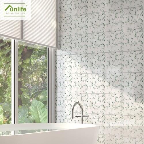 Funlife® Watercolor Eucalyptus Wall Stickers Tile Sticker Easy to Clean Removable Waterproof Peel & Stick for Bathroom Kitchen