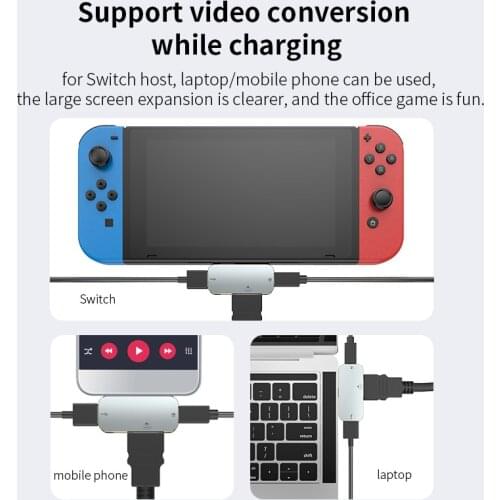 Video Converter for Switch PC HD Converter Portable Adapter 4K 1080P PD HDMI-Compatible Fast Charge Adapter for Mobile phone