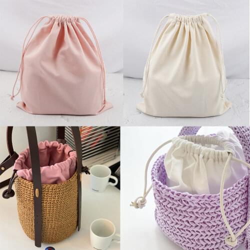 Handmade Canvas Inner Bag Gift Packaging Drawstring Bags Pouch Travel Makeup Case Women Storage Jewelry Bag Basket 16X14X21cm