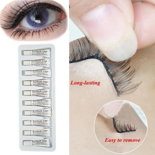 10Pcs/lot 2ml Natural Rubber Latex Eyelash Glue Waterproof White Eye Lash Glue False Eyelash Accessories Makeup Eyelash Glue
