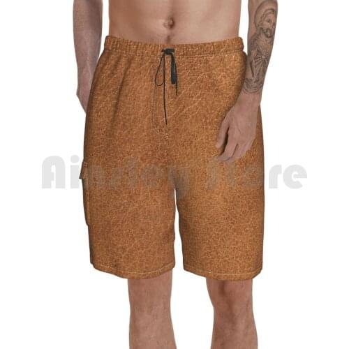 Cognac Leather Beach Shorts Men Beach Pants Swim Trunks Brown Cognac Leather Brown Leather Cognac Leather Skin Classy