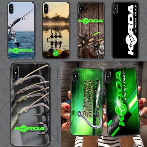 Korda Fishing Tackle Phone Case Cover Hull For iphone 5 5s se 2 6 6s 7 8 12 mini plus X XS XR 11 PRO MAX black tpu Etui luxury