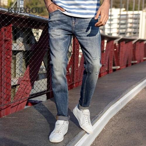 Рваные джинсы для мужчин KUEGOU China At AliExpress