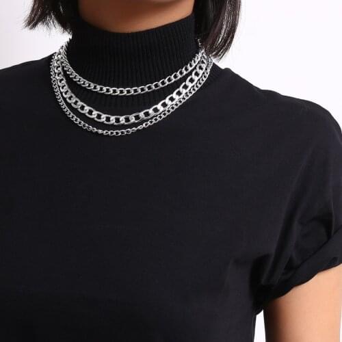 Statement Link Chains Necklaces for Women Layered Necklace Punk Stainless Steel Jewelry 2020