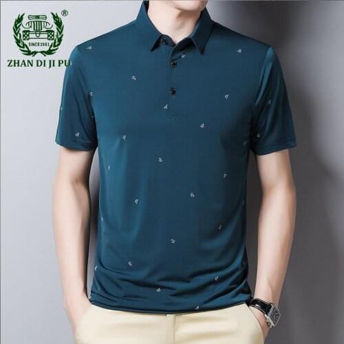 Fashion Classic Mens Ice Silk Polo Shirts Summer Letter Printing Casual Solid Color Breathable Short Sleeve Polos Shirt Mens