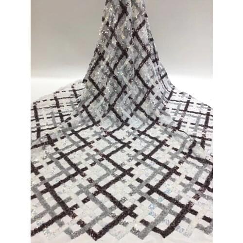 The Latest French Tulle Lace Fabric With Sequins 2021 High Quality African Nigeria Mesh Lace Fabric Wedding Dress FJ35761