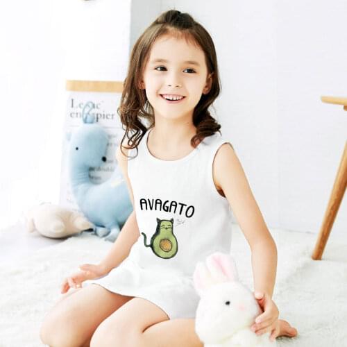 Latest Painted Avocado Kawaii Print Summer Dress Harajuku Kids Dresses For Girls Aesthetic Design Children Clothes Girl Dresses