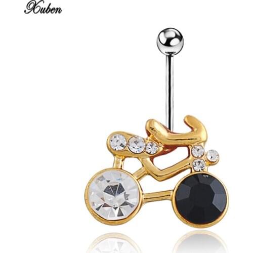 New round Zircon Jeweled Style Belly Button Ring Body Piercing Jewelry Navel Ring Piercing 316L Stainless steel