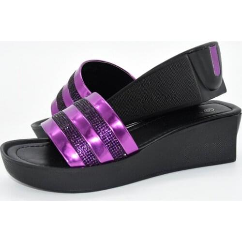 New Designs Italy Style Ladies Slipper African Women Party Sandals Good Quality Low Heels Shoes Without Bag Set Nigeria Women