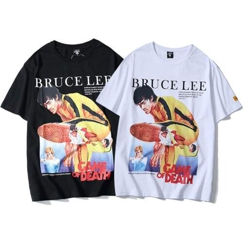 Kung Fu Bruce Lee Shirt Sports Short Sleeve Cotton Printed Jeet Kune Do Chinese Tai Chi Wushu Costume Kampfsport Wing Chun