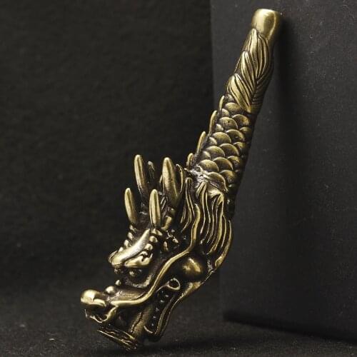 Big mouth faucet artillery ware copper shell brass faucet cigarette holder Chinese antique auspicious dragon mens creative gift