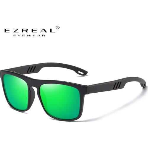 EZREAL Retro Sports Style Polarized Wooden Sunglasses Black Driving Square Sunglasses Brand For Men And Women For S5090