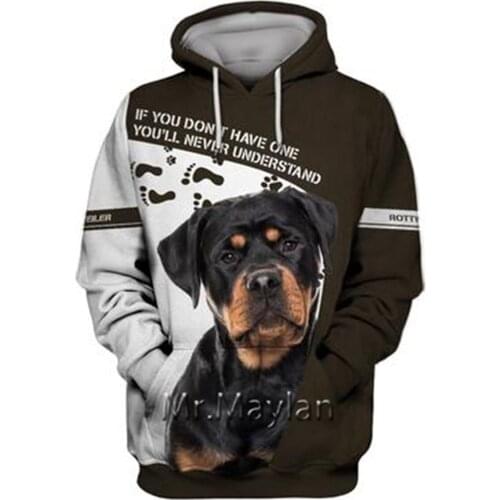 Personality Fashion Animal Rottweiler 3D Print Graphic Hoodie Men/Women Streetwear Oversized 5XL Sweatshirt Harajuku Tops QW-05