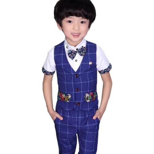 Flower Boys Formal Suits Sets Children Wedding Birthday Prom Clothing Sets Kids Vest Pants 2pcs Outfits Boys Dress Clothes