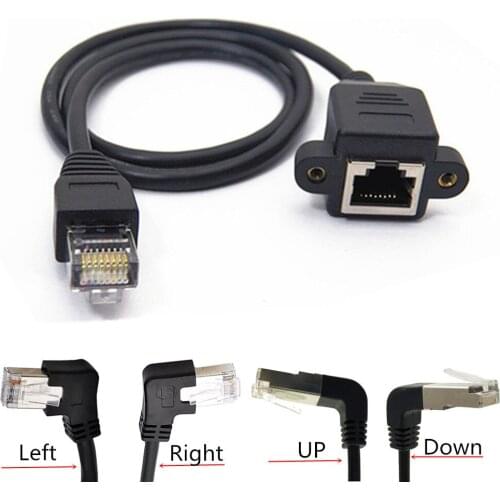 High Quality 30cm UP Down Right Angled 90 Degree 8P8C FTP STP UTP Cat5 RJ45 with screw Lan Ethernet Network Extension Cable 1ft