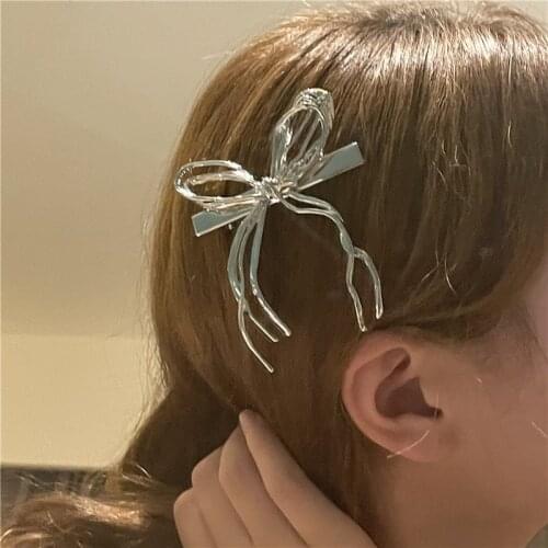 Vintage Metal Hollow Big Bow Hairpin Hair Clip Fashion Hair Accessories for Girls Women Harajuku Y2K Jewelry Side Clip Gifts