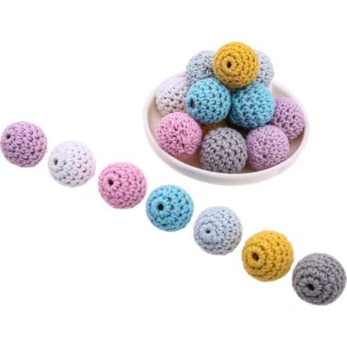 1Pcs 20mm Crochet Beads Chew Beads Wooden DIY Teething Necklace Jewelry Pacifier Chains Accessories Teether Baby Teether