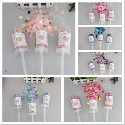 10pcs/lot Heart Push Pop Confetti Poppers Wedding Baby Bride Shower Birthday Party Decoration Kids Toys Supplies
