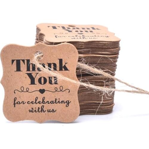 100PCS Natural Kraft Paper Thank You With Red Heart With Jute Twine Gift Tags For Price Garment Tags DIY Crafts Clothing Tags