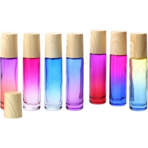12pcs 10ml Colorful Thick Glass Roller Essential Oil Perfume Bottles with Caps