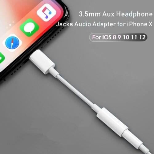 2Pcs For iPhone to 3.5mm Aux Headphone Jacks Audio Adapter For iphone 11 12 3.5mm Audio USB Headphone Converter Phone Adapter
