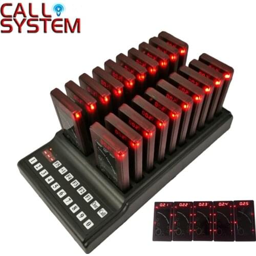 433.92mhz One transmitter with charger base and 25 pagers fast food restaurant guest queue buzzer system