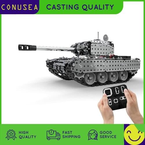 952Pcs 1:16 Stainless Steel RC Tank Vehicle Model Building Kits Block DIY Small Particle Construction Model Toy