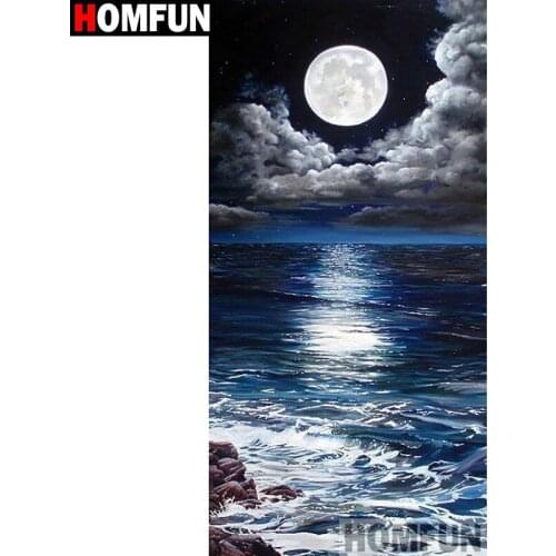 HOMFUN Full Square/Round Drill 5D DIY Diamond Painting "Sea moon landscape" 3D Embroidery Cross Stitch 5D Home Decor A27517