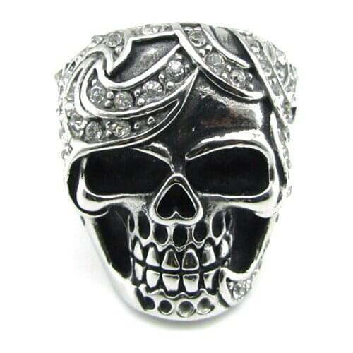 Free Shipping Mix Size Punk Horrible 316L Stainless Steel Europe Skull Ring Men Rock Party King Ring Jewelry