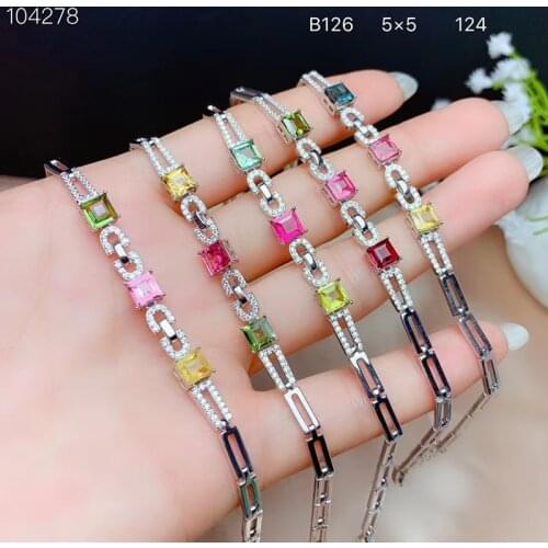 Natural Tourmaline Bracelet For Women Elegant Gift Fine Jewelry Real Tourmaline Gemstones On Sale Certificate #Q134
